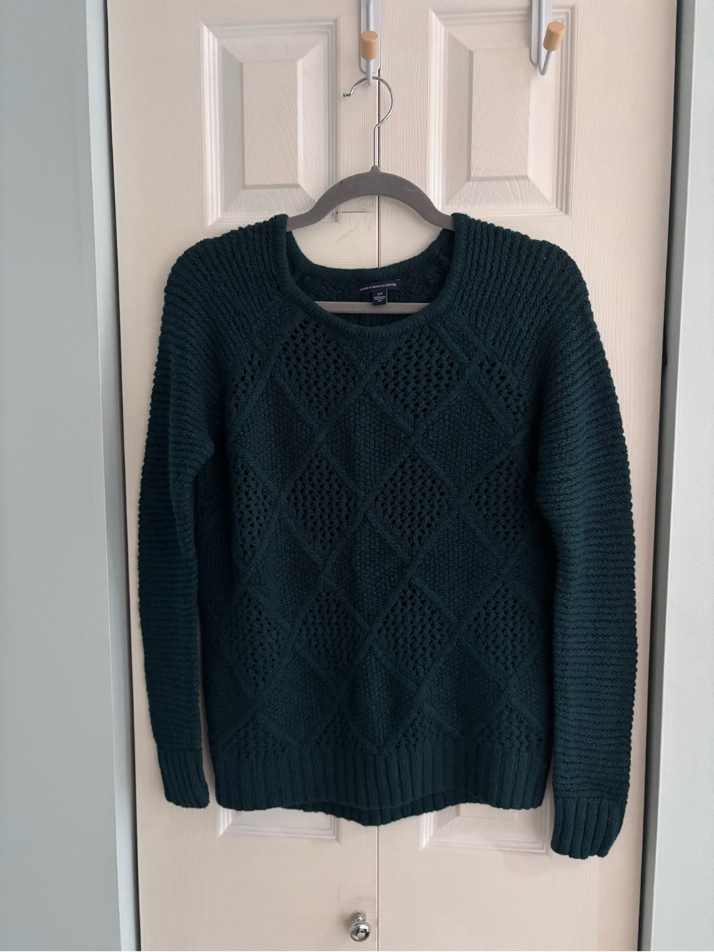 American Eagle Women’s Dark Teal Cable Knit Sweater